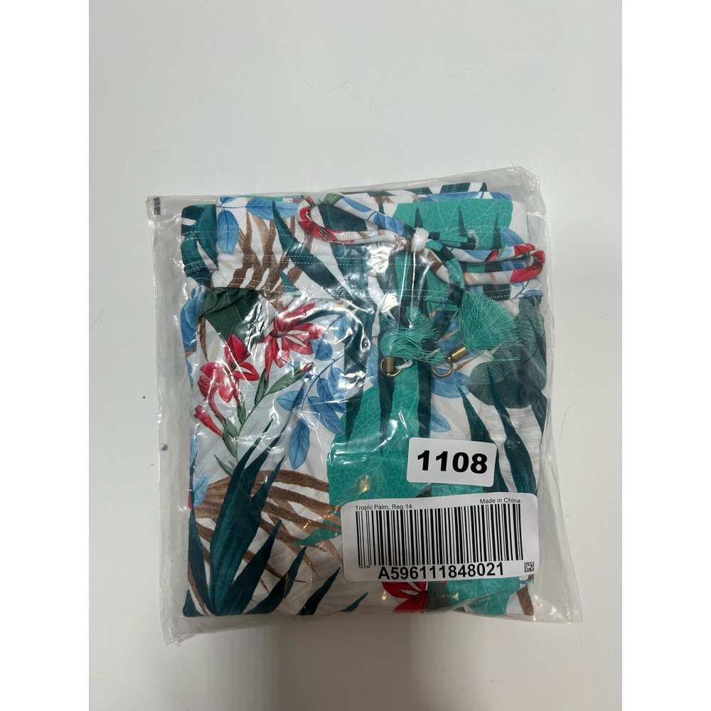 Jantzen Womens Seafoam Tides Tropical Palm Floral Swim Shorts Green Size 14 NEW - Picture 3 of 3
